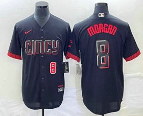 Wholesale Cheap Men\'s Cincinnati Reds #8 Joe Morgan Number Black 2023 City Connect Cool Base Stitched Jersey