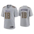 Wholesale Cheap Men's Minnesota Vikings #18 Justin Jefferson Gray Atmosphere Fashion Stitched Game Jersey
