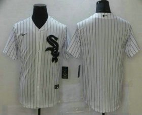 Wholesale Cheap Men\'s Chicago White Sox Blank White Pinstripe Stitched MLB Cool Base Nike Jersey