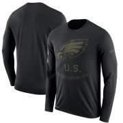 Wholesale Cheap Men's Philadelphia Eagles Nike Black Salute to Service Sideline Legend Performance Long Sleeve T-Shirt