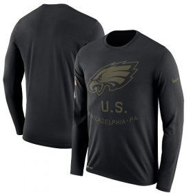 Wholesale Cheap Men\'s Philadelphia Eagles Nike Black Salute to Service Sideline Legend Performance Long Sleeve T-Shirt