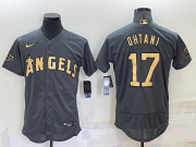 Wholesale Men's Los Angeles Angels #17 Shohei Ohtani Grey 2022 All Star Stitched Flex Base Nike Jersey