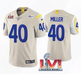 Wholesale Cheap Men\'s Los Angeles Rams #40 Von Miller 2022 Bone Super Bowl LVI Vapor Limited Stitched Jersey