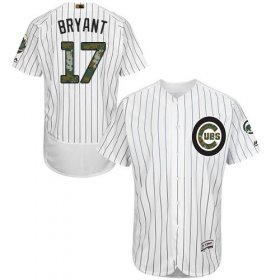 Wholesale Cheap Cubs #17 Kris Bryant White(Blue Strip) Flexbase Authentic Collection Memorial Day Stitched MLB Jersey