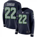 Wholesale Cheap Nike Seahawks #22 Quinton Dunbar Steel Blue Team Color Women's Stitched NFL Limited Therma Long Sleeve Jersey