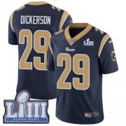 Wholesale Cheap Nike Rams #29 Eric Dickerson Navy Blue Team Color Super Bowl LIII Bound Men's Stitched NFL Vapor Untouchable Limited Jersey