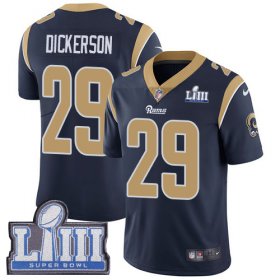 Wholesale Cheap Nike Rams #29 Eric Dickerson Navy Blue Team Color Super Bowl LIII Bound Men\'s Stitched NFL Vapor Untouchable Limited Jersey