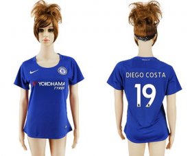 Wholesale Cheap Women\'s Chelsea #19 Diego Costa Home Soccer Club Jersey