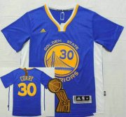 Wholesale Cheap Golden State Warriors #30 Stephen Curry Revolution 30 Swingman 2014 New Blue Short-Sleeved Jersey With 2015 Finals Champions Patch