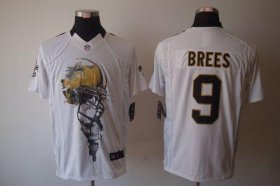 Wholesale Cheap Nike Saints #9 Drew Brees White Men\'s Stitched NFL Helmet Tri-Blend Limited Jersey