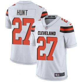 Wholesale Cheap Nike Browns #27 Kareem Hunt White Men\'s Stitched NFL Vapor Untouchable Limited Jersey