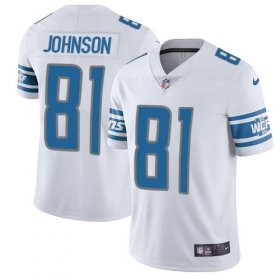 Wholesale Cheap Nike Lions #81 Calvin Johnson White Men\'s Stitched NFL Vapor Untouchable Limited Jersey