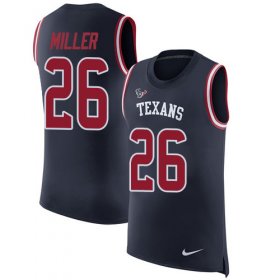 Wholesale Cheap Nike Texans #26 Lamar Miller Navy Blue Team Color Men\'s Stitched NFL Limited Rush Tank Top Jersey