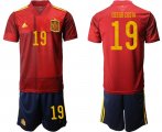 Wholesale Cheap Men 2021 European Cup Spain home red 19 Soccer Jersey
