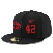 Wholesale Cheap San Francisco 49ers #42 Ronnie Lott Snapback Cap NFL Player Black with Red Number Stitched Hat