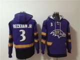 Wholesale Cheap Men's Baltimore Ravens #3 Odell Beckham Jr. Ageless Must-Have Lace-Up Pullover Hoodie