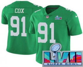 Cheap Men\'s Philadelphia Eagles #91 Fletcher Cox Limited Green Rush Super Bowl LVII Vapor Jersey