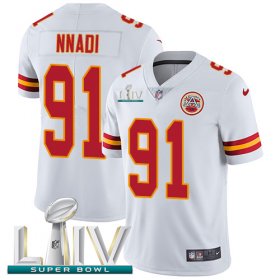 Wholesale Cheap Nike Chiefs #91 Derrick Nnadi White Super Bowl LIV 2020 Men\'s Stitched NFL Vapor Untouchable Limited Jersey