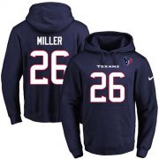 Wholesale Cheap Nike Texans #26 Lamar Miller Navy Blue Name & Number Pullover NFL Hoodie