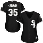 Wholesale Cheap White Sox #35 Frank Thomas Black Alternate Women's Stitched MLB Jersey