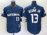 Wholesale Cheap Men's Atlanta Braves #13 Ronald Acuna Jr Number Royal 2023 All Star Cool Base Stitched Baseball Jersey