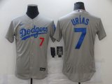 Wholesale Cheap Men Los Angeles Dodgers 7 Urias Grey Elite Nike MLB Jerseys