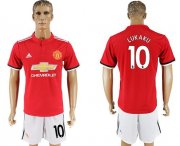 Wholesale Cheap Manchester United #10 Lukaku Red Home Soccer Club Jersey