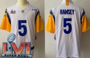 Wholesale Cheap Men's Los Angeles Rams #5 Jalen Ramsey Limited White Alternate 2022 Super Bowl LVI Bound Vapor Jersey
