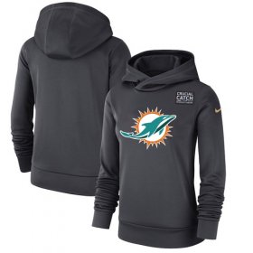 Wholesale Cheap Women\'s Miami Dolphins Nike Anthracite Crucial Catch Performance Pullover Hoodie