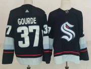 Wholesale Cheap Men's Seattle Kraken #37 Yanni Gourde Navy Blue Adidas Stitched NHL Jersey