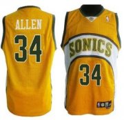 Wholesale Cheap Seattle Supersonics #34 Ray Allen 1994-95 Yellow Swingman Jersey