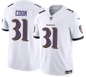 Cheap Men\'s Baltimore Ravens #31 Dalvin Cook White 2024 F.U.S.E. Vapor Limited Football Stitched Jersey