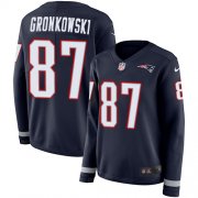 Wholesale Cheap Nike Patriots #87 Rob Gronkowski Navy Blue Team Color Women's Stitched NFL Limited Therma Long Sleeve Jersey