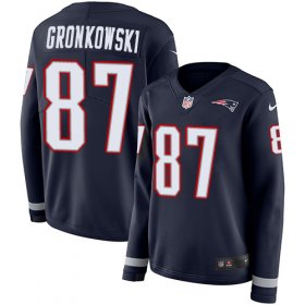 Wholesale Cheap Nike Patriots #87 Rob Gronkowski Navy Blue Team Color Women\'s Stitched NFL Limited Therma Long Sleeve Jersey