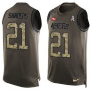 Wholesale Cheap Nike 49ers #21 Deion Sanders Green Men's Stitched NFL Limited Salute To Service Tank Top Jersey