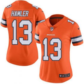 Wholesale Cheap Nike Broncos #13 KJ Hamler Orange Women\'s Stitched NFL Limited Rush Jersey