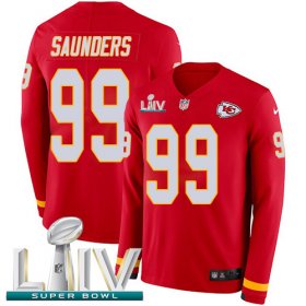 Wholesale Cheap Nike Chiefs #99 Khalen Saunders Red Super Bowl LIV 2020 Team Color Youth Stitched NFL Limited Therma Long Sleeve Jersey