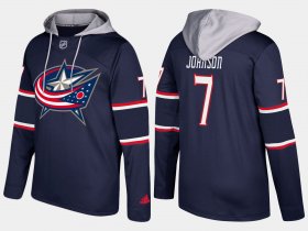 Wholesale Cheap Blue Jackets #7 Jack Johnson Navy Name And Number Hoodie
