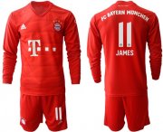 Wholesale Cheap Bayern Munchen #11 James Home Long Sleeves Soccer Club Jersey