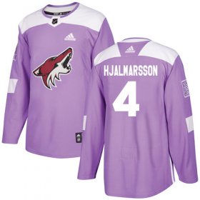 Wholesale Cheap Adidas Coyotes #4 Niklas Hjalmarsson Purple Authentic Fights Cancer Stitched NHL Jersey