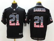 Wholesale Cheap Nike Cowboys #21 Deion Sanders Black Men's Stitched NFL Elite USA Flag Fashion Jersey