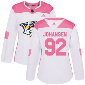 Wholesale Cheap Adidas Predators #92 Ryan Johansen White/Pink Authentic Fashion Women\'s Stitched NHL Jersey