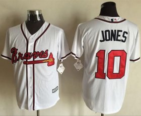 Wholesale Cheap Braves #10 Chipper Jones White New Cool Base Stitched MLB Jersey