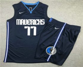 Wholesale Cheap Men\'s Dallas Mavericks #77 Luka Doncic NEW Navy Blue 2020 NBA Swingman Stitched NBA Jersey With Shorts