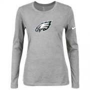 Wholesale Cheap Women's Nike Philadelphia Eagles Of The City Long Sleeve Tri-Blend NFL T-Shirt Light Grey