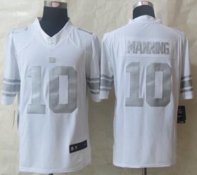 Wholesale Cheap Nike Giants #10 Eli Manning White Men\'s Stitched NFL Limited Platinum Jersey