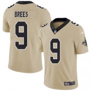 Wholesale Cheap Nike Saints #9 Drew Brees Gold Men's Stitched NFL Limited Inverted Legend Jersey