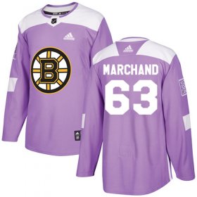 Wholesale Cheap Adidas Bruins #63 Brad Marchand Purple Authentic Fights Cancer Youth Stitched NHL Jersey