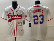 Wholesale Cheap Men's Atlanta Braves #23 Michael Harris II Number White Cool Base With Patch Stitched Baseball Jersey