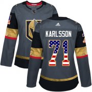 Wholesale Cheap Adidas Golden Knights #71 William Karlsson Grey Home Authentic USA Flag Women's Stitched NHL Jersey